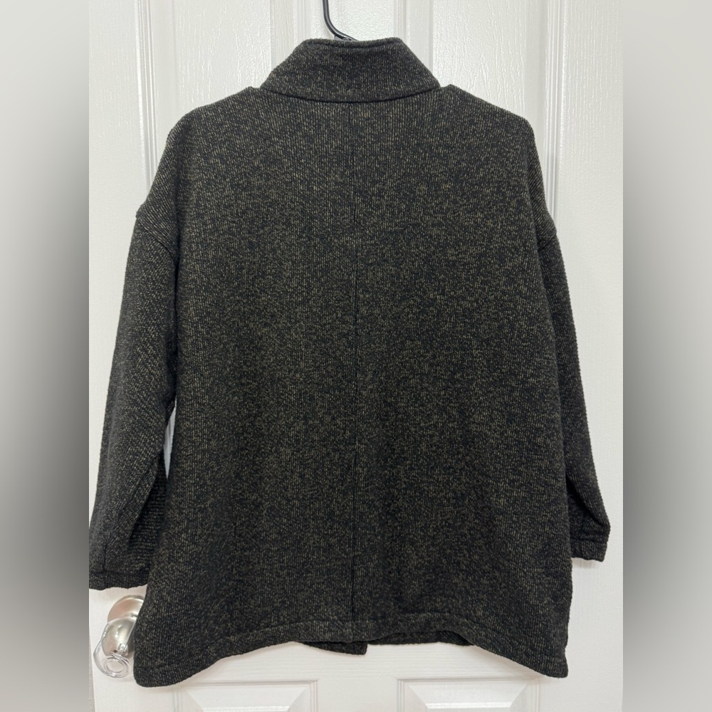Organic Cotton Terry Stand Collar Jacket | EILEEN FISHER olive green size small - Picture 8 of 10